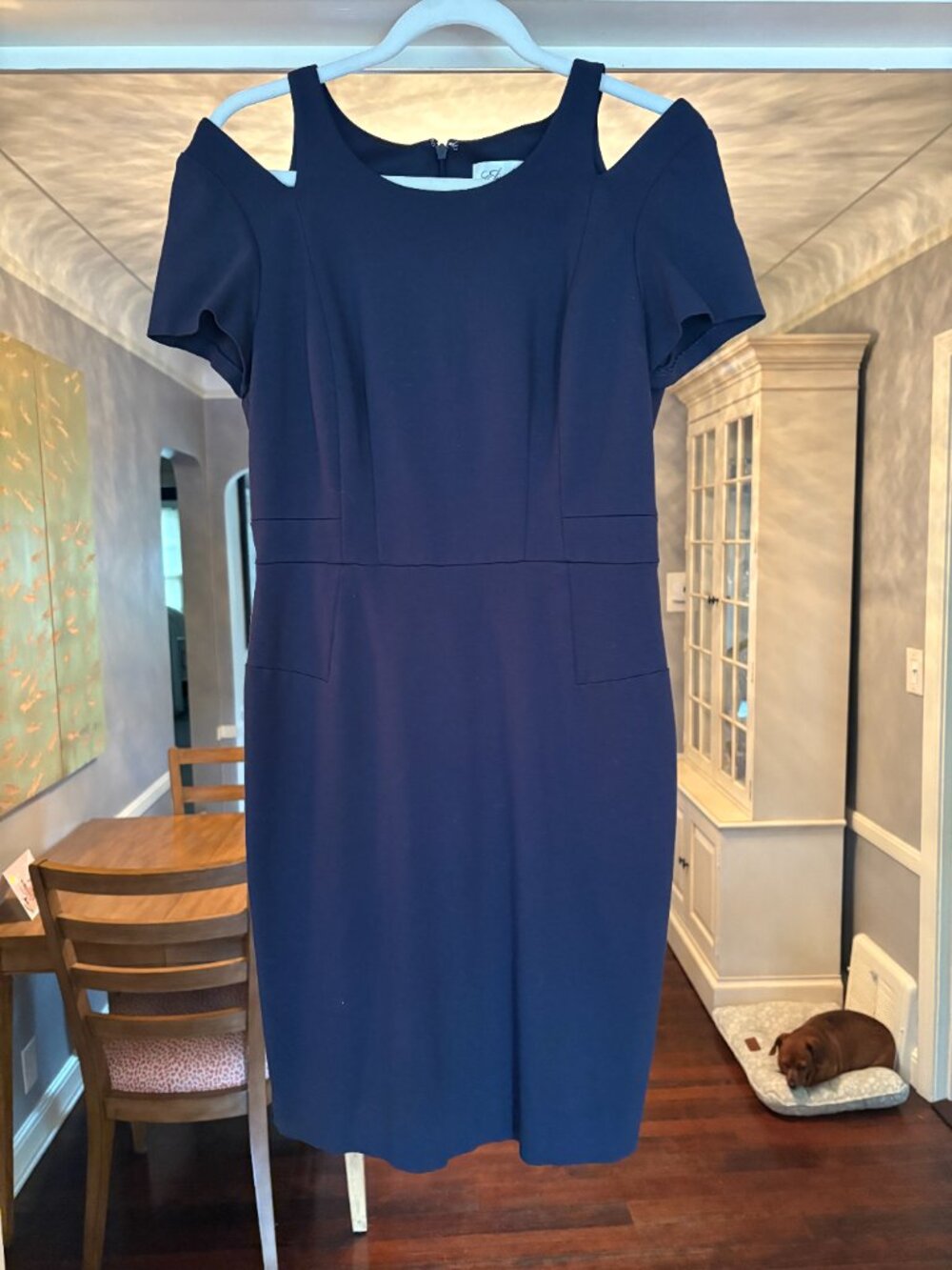 Like New, Eliza J Navy Blue Cold Shoulder Sheath Mini Dress. Size 10